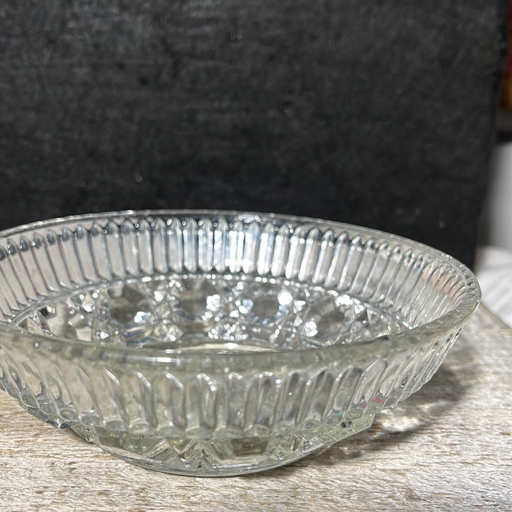 Vintage Heavy Cut Lead Crystal Glass Candy Nut Trinket Dish